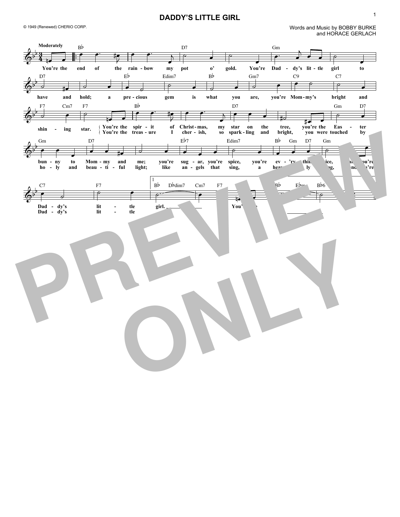 Bobby Burke Daddy's Little Girl Sheet Music