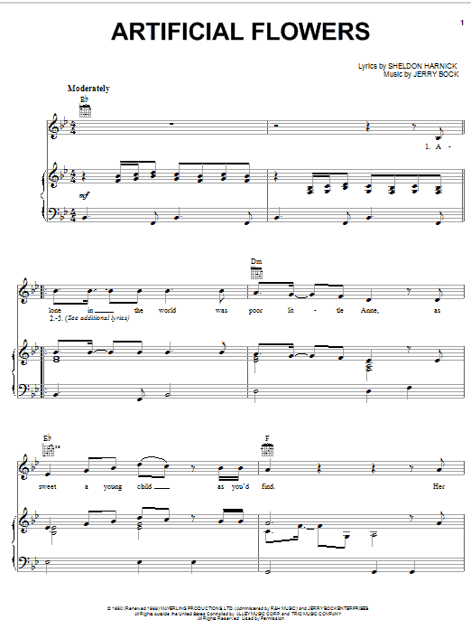 Bobby Darin Artificial Flowers (from Tenderloin) Sheet Music