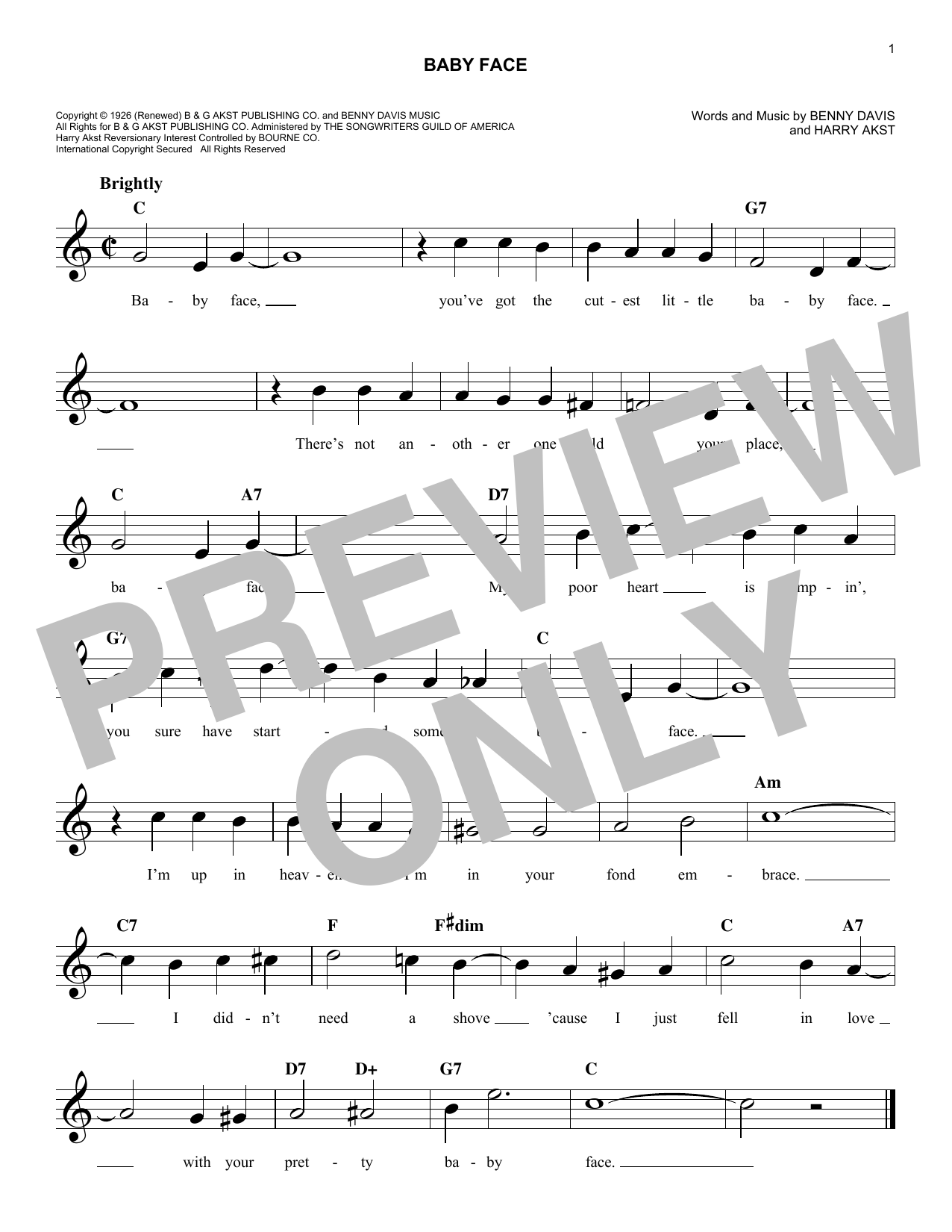 Bobby Darin Baby Face Sheet Music