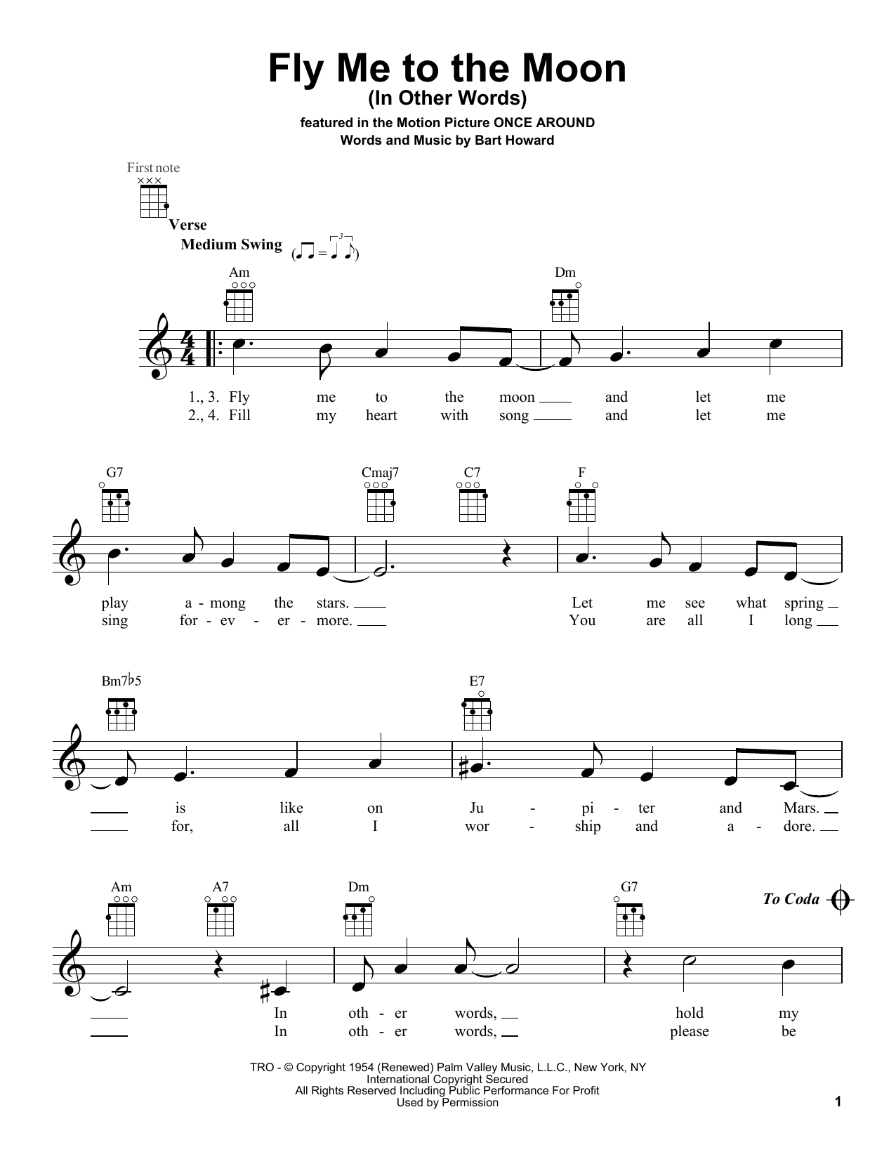 Bobby Darin Fly Me To The Moon (In Other Words) Sheet Music