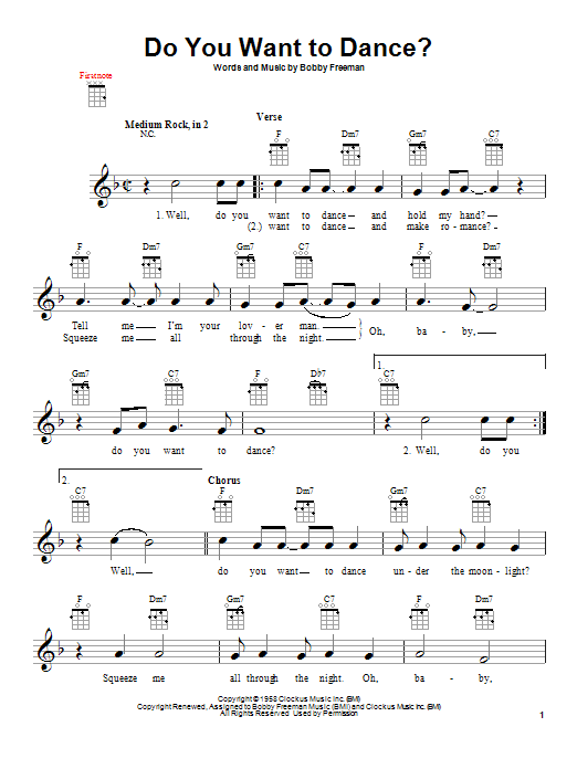 Bobby Freeman Do You Want To Dance? Sheet Music