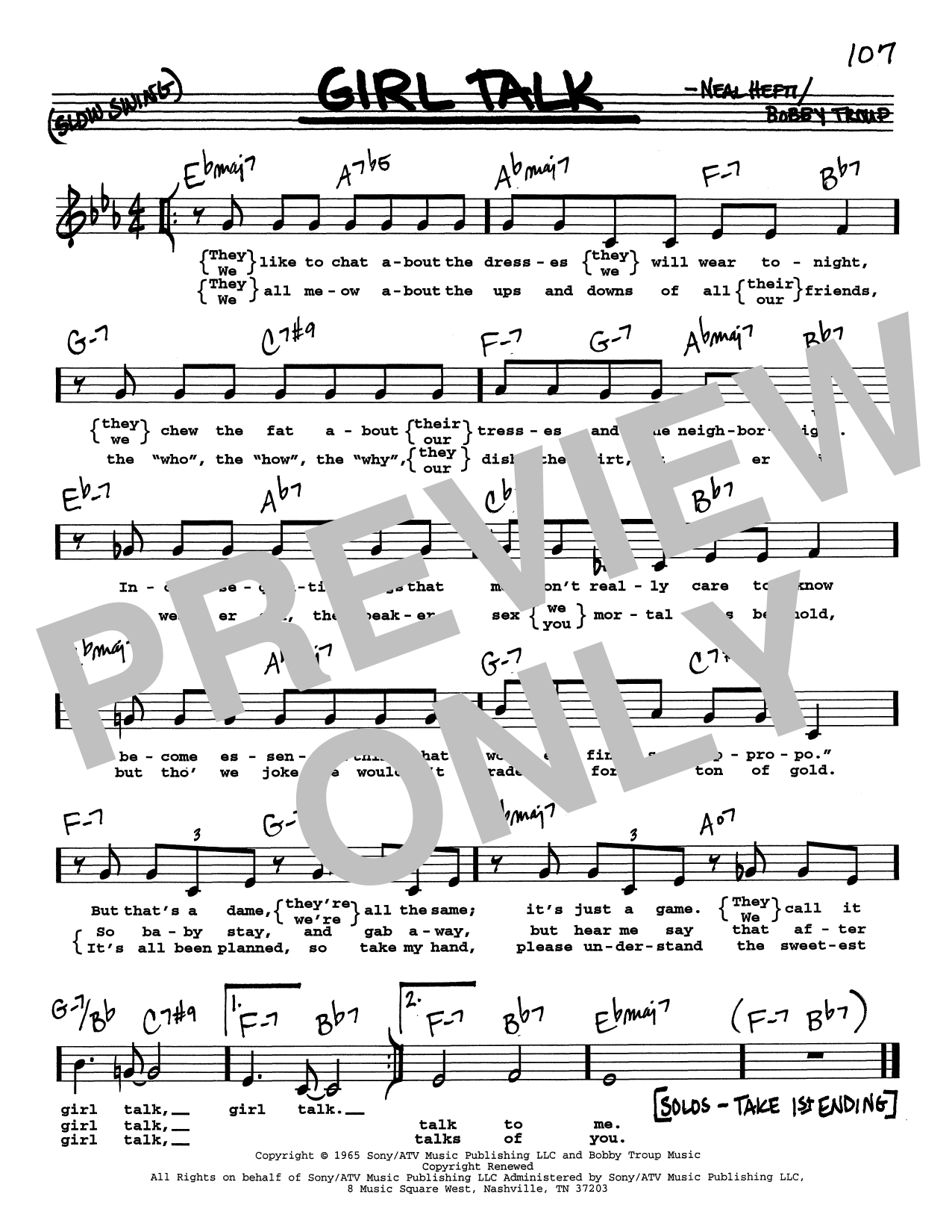 Bobby Troup Girl Talk (Low Voice) Sheet Music