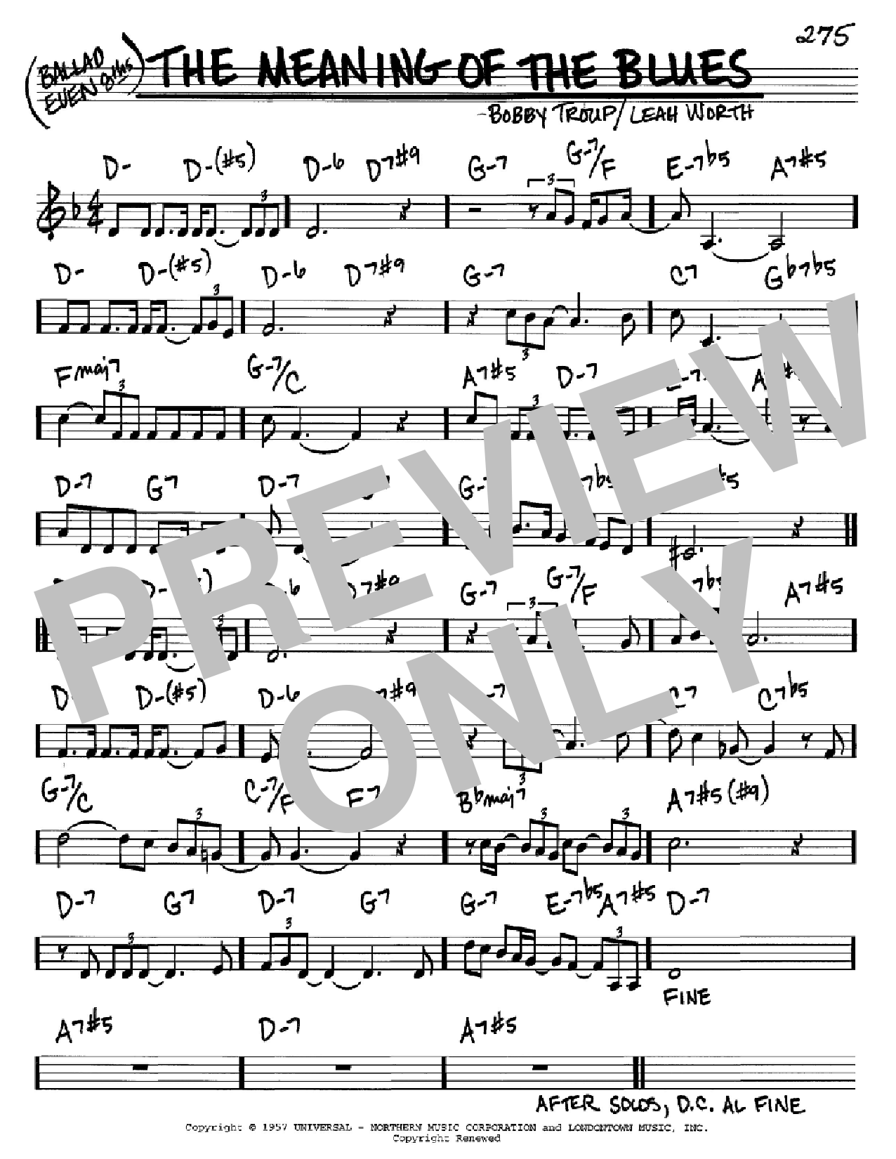 Bobby Troup The Meaning Of The Blues Sheet Music
