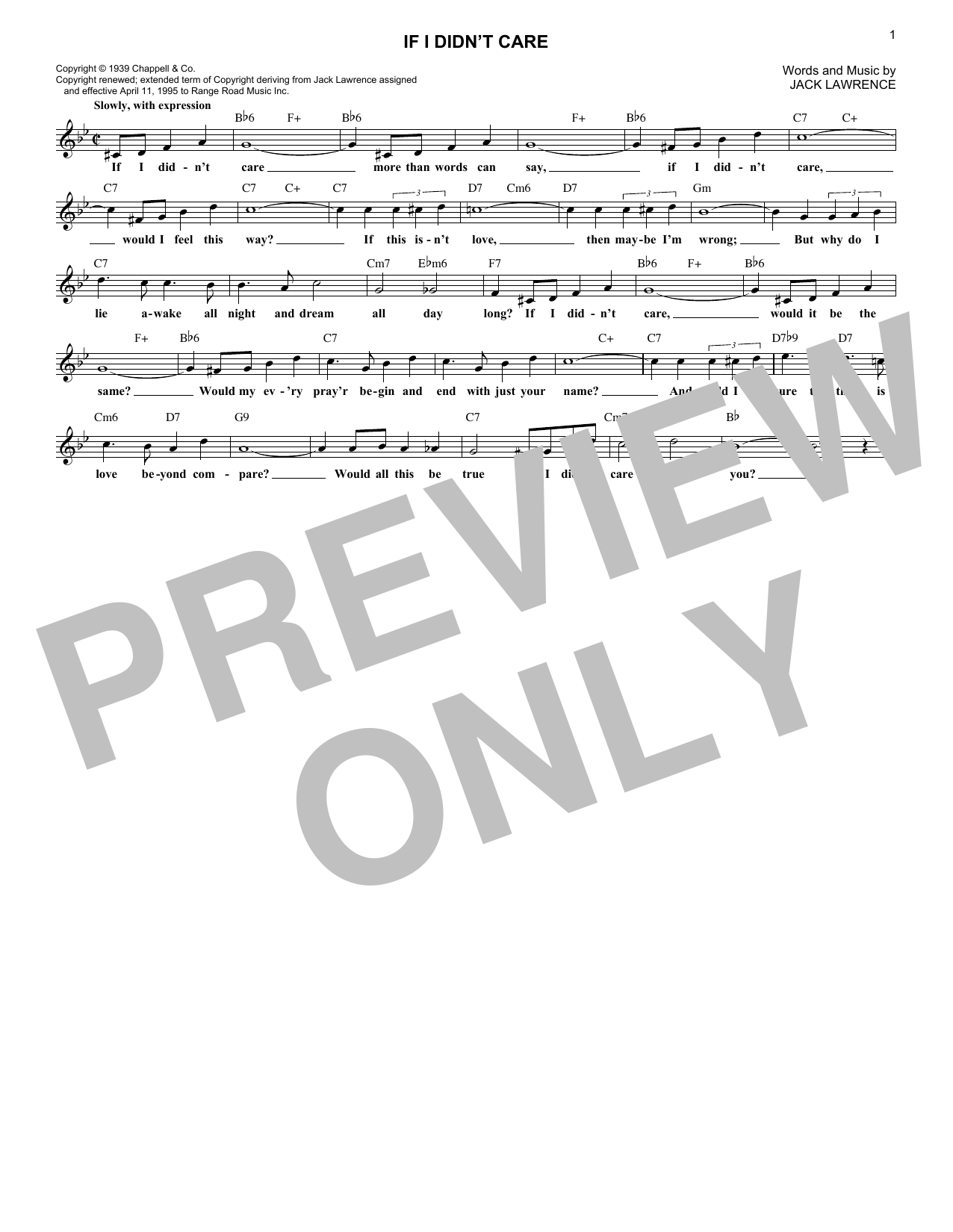 Bobby Vinton If I Didn't Care Sheet Music