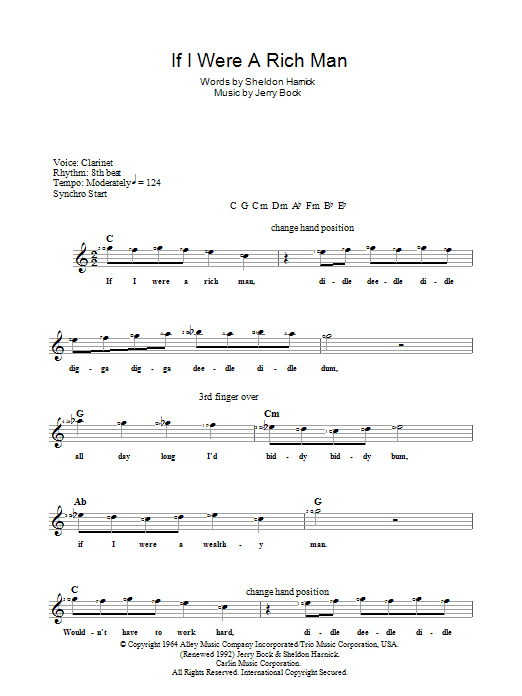 Bock & Harnick If I Were A Rich Man (from The Fiddler On The Roof) Sheet Music