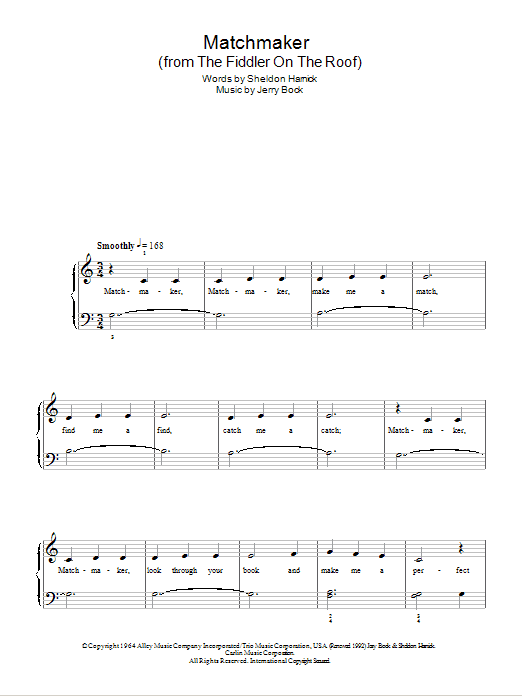 Bock & Harnick Matchmaker Sheet Music