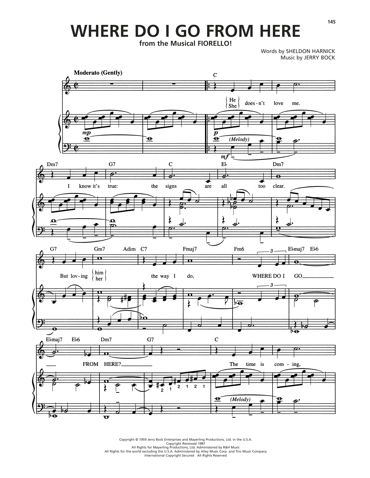 Bock & Harnick Where Do I Go From Here (from Fiorello) Sheet Music