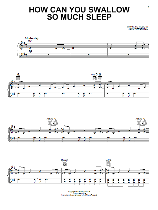 Bombay Bicycle Club How Can You Swallow So Much Sleep Sheet Music