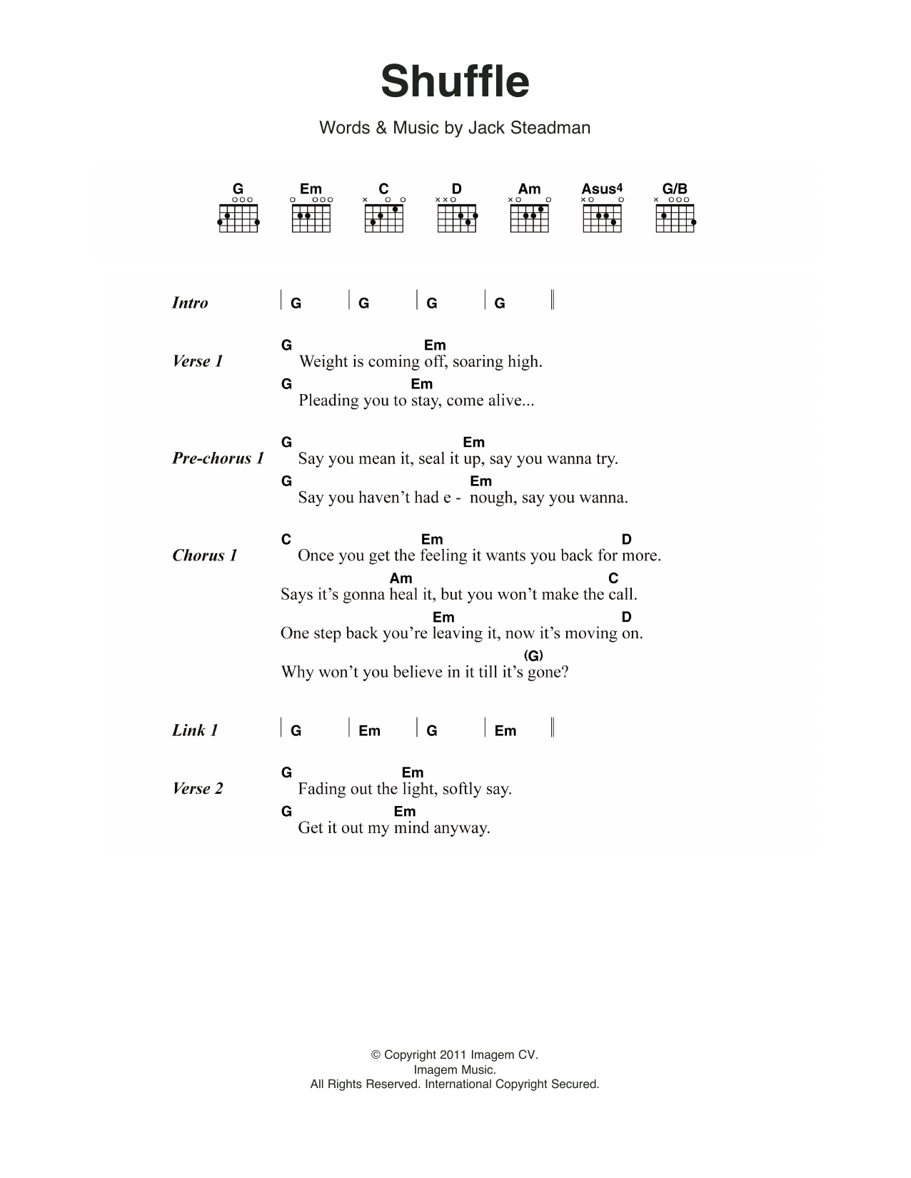 Bombay Bicycle Club Shuffle Sheet Music