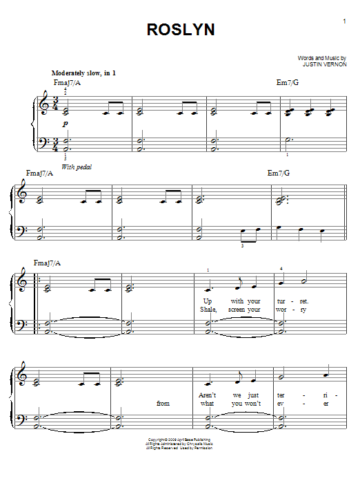 Bon Iver & St. Vincent Rosyln Sheet Music