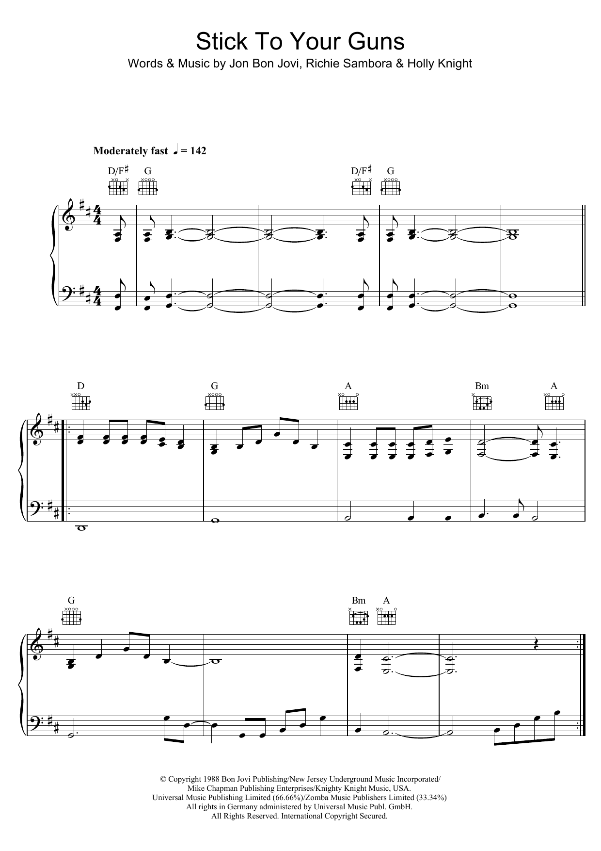 Bon Jovi Stick To Your Guns Sheet Music