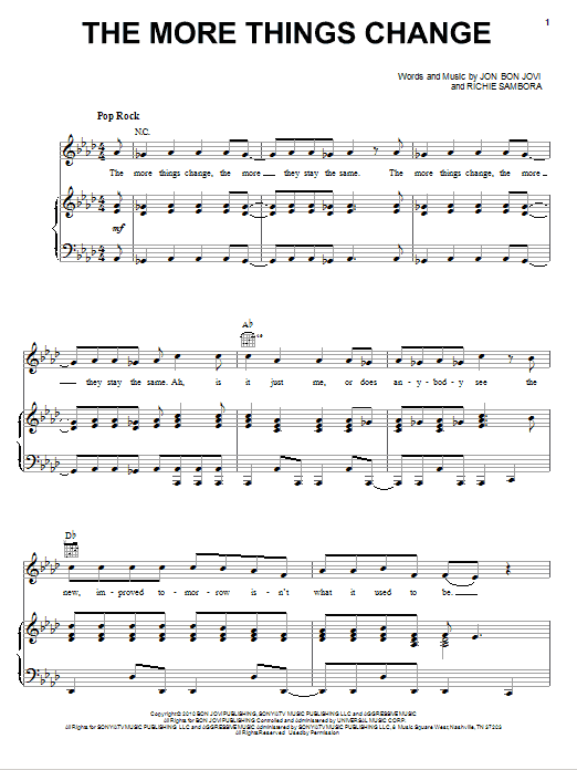 Bon Jovi The More Things Change Sheet Music