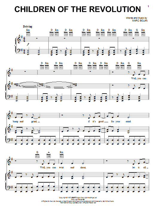 Bono Children Of The Revolution (from Moulin Rouge) Sheet Music