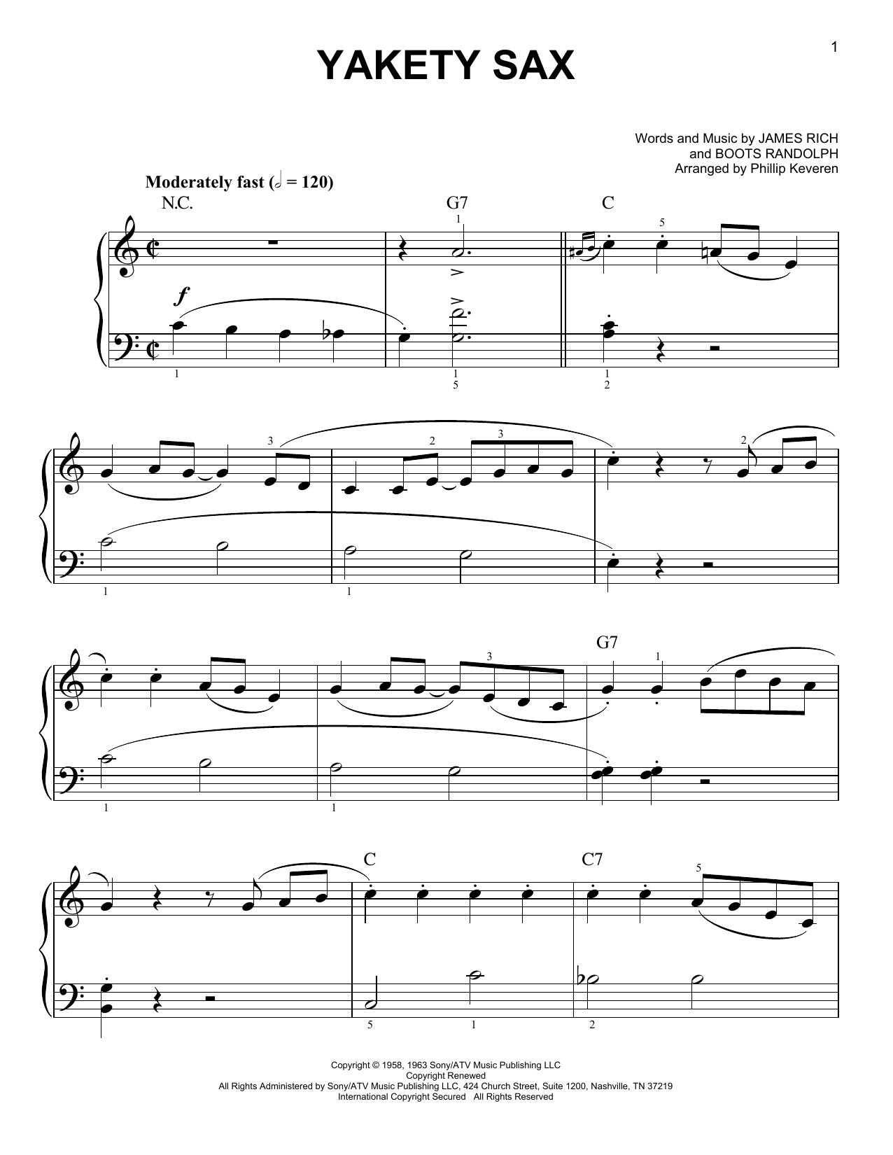 Boots Randolph Yakety Sax (arr. Phillip Keveren) Sheet Music