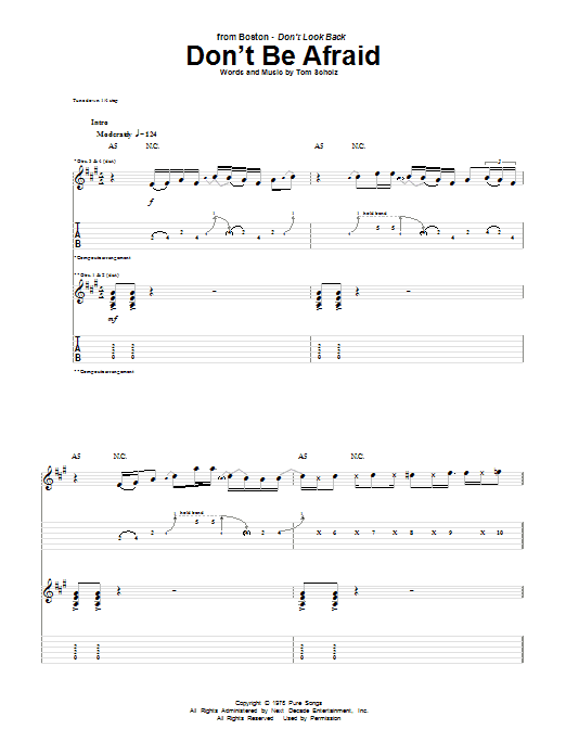 Boston Don't Be Afraid Sheet Music
