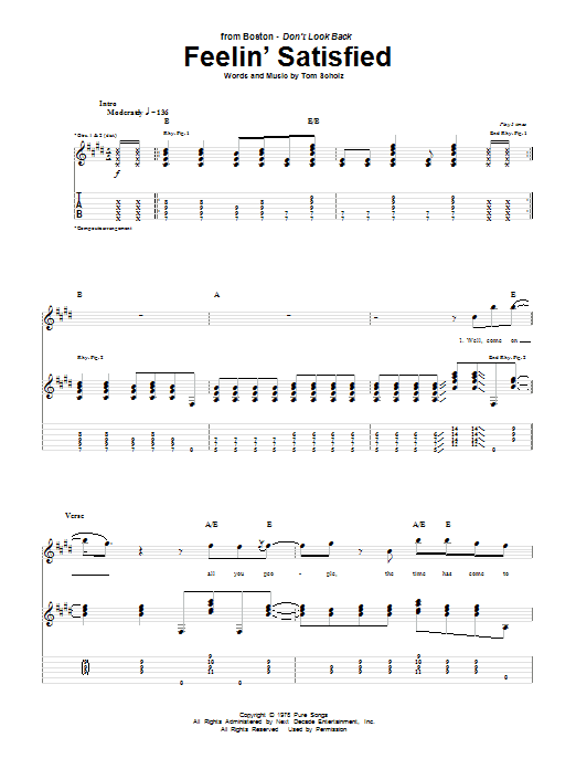 Boston Feelin' Satisfied Sheet Music