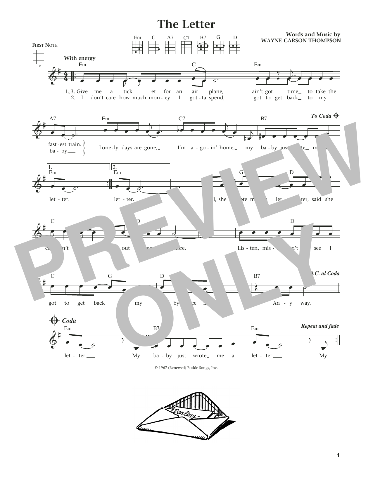 Box Tops The Letter (from The Daily Ukulele) (arr. Liz and Jim Beloff) Sheet Music