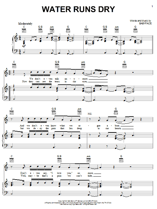 Boyz II Men Water Runs Dry Sheet Music