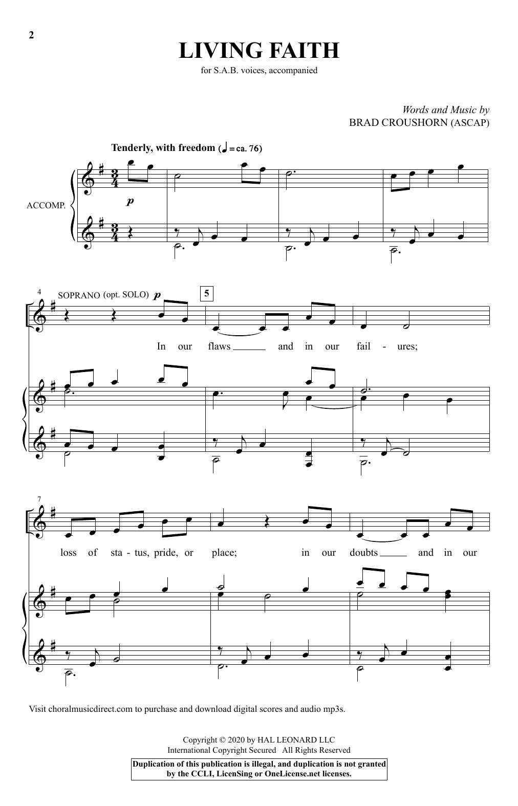 Brad Croushorn Living Faith Sheet Music