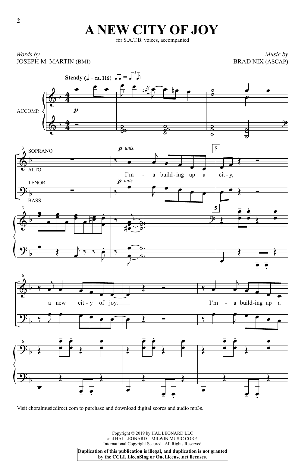 Brad Nix A New City Of Joy Sheet Music