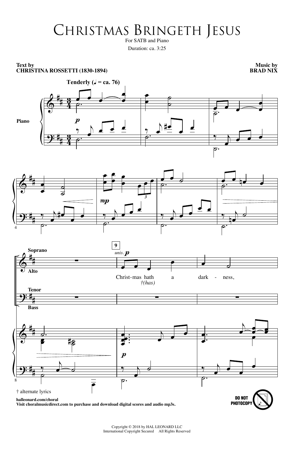 Brad Nix Christmas Bringeth Jesus Sheet Music