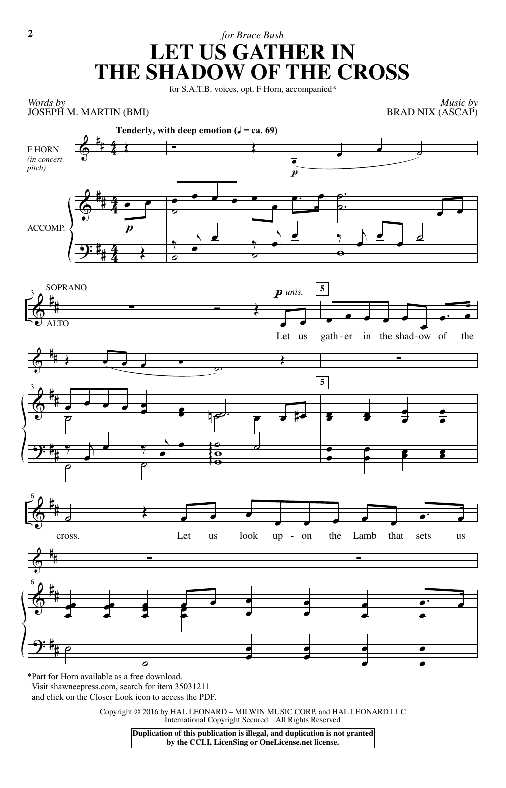 Brad Nix Let Us Gather In The Shadow Of The Cross Sheet Music