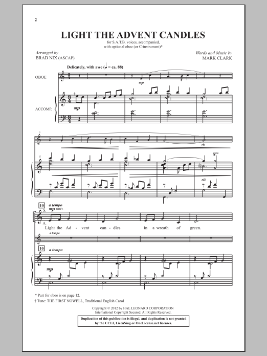 Brad Nix Light The Advent Candles Sheet Music