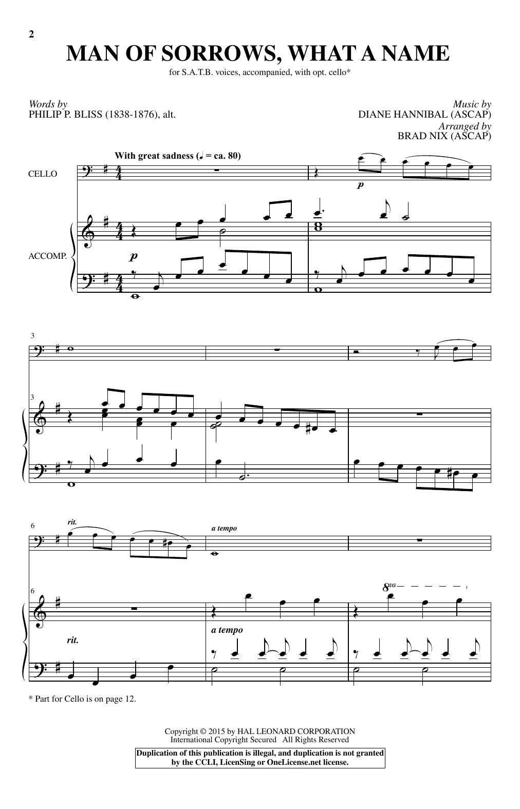 Brad Nix Man Of Sorrows, What A Name Sheet Music