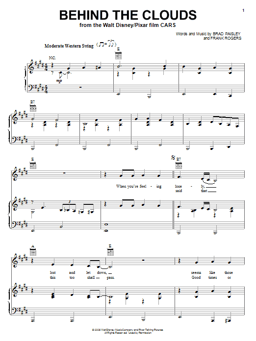 Brad Paisley Behind The Clouds Sheet Music