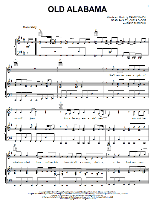 Brad Paisley featuring Alabama Old Alabama Sheet Music