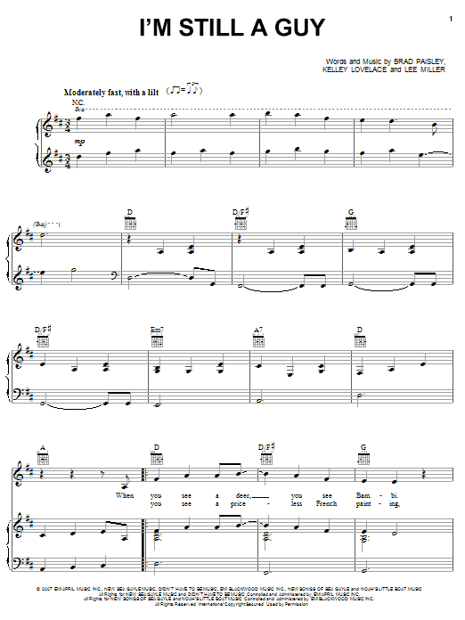 Brad Paisley I'm Still A Guy Sheet Music