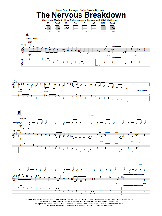 Brad Paisley The Nervous Breakdown Sheet Music
