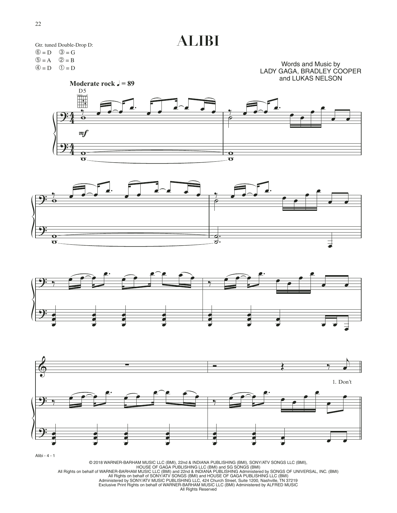 Bradley Cooper Alibi (from A Star Is Born) Sheet Music
