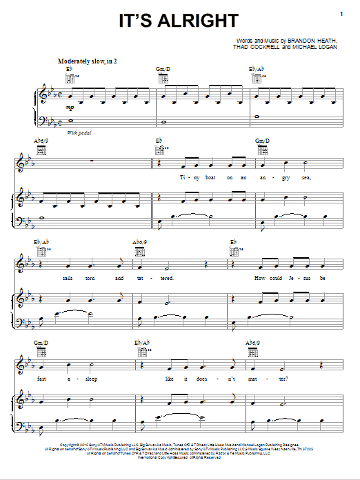Brandon Heath It's Alright Sheet Music