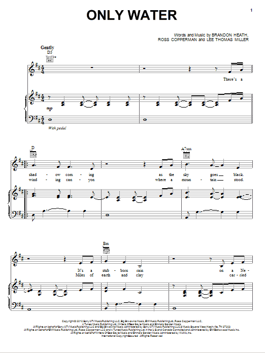 Brandon Heath Only Water Sheet Music