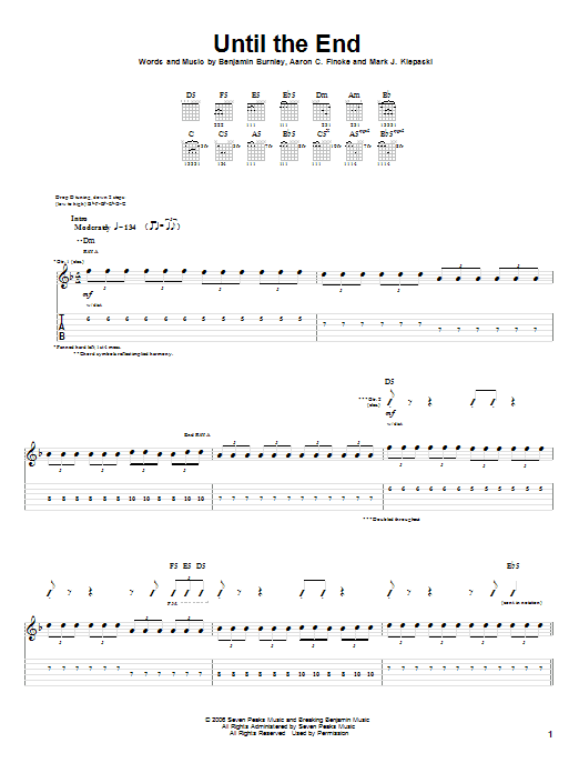 Breaking Benjamin Until The End Sheet Music