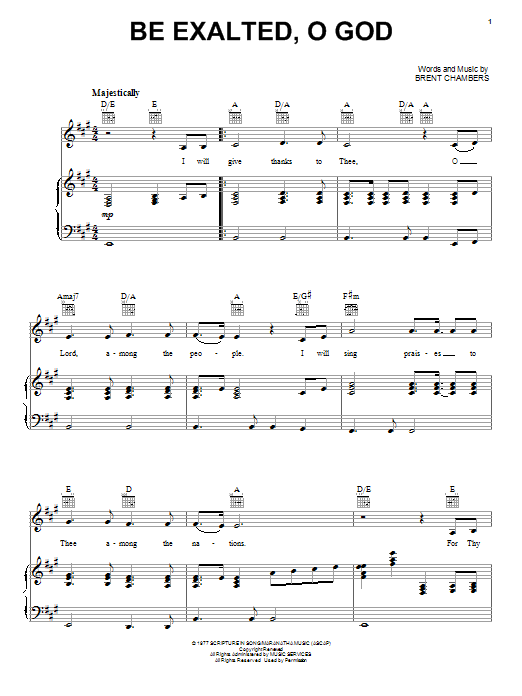 Brent Chambers Be Exalted, O God Sheet Music
