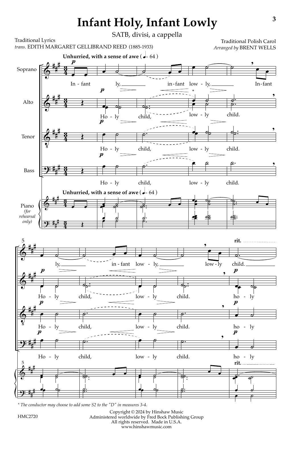 Brent Wells Infant Holy, Infant Lowly Sheet Music