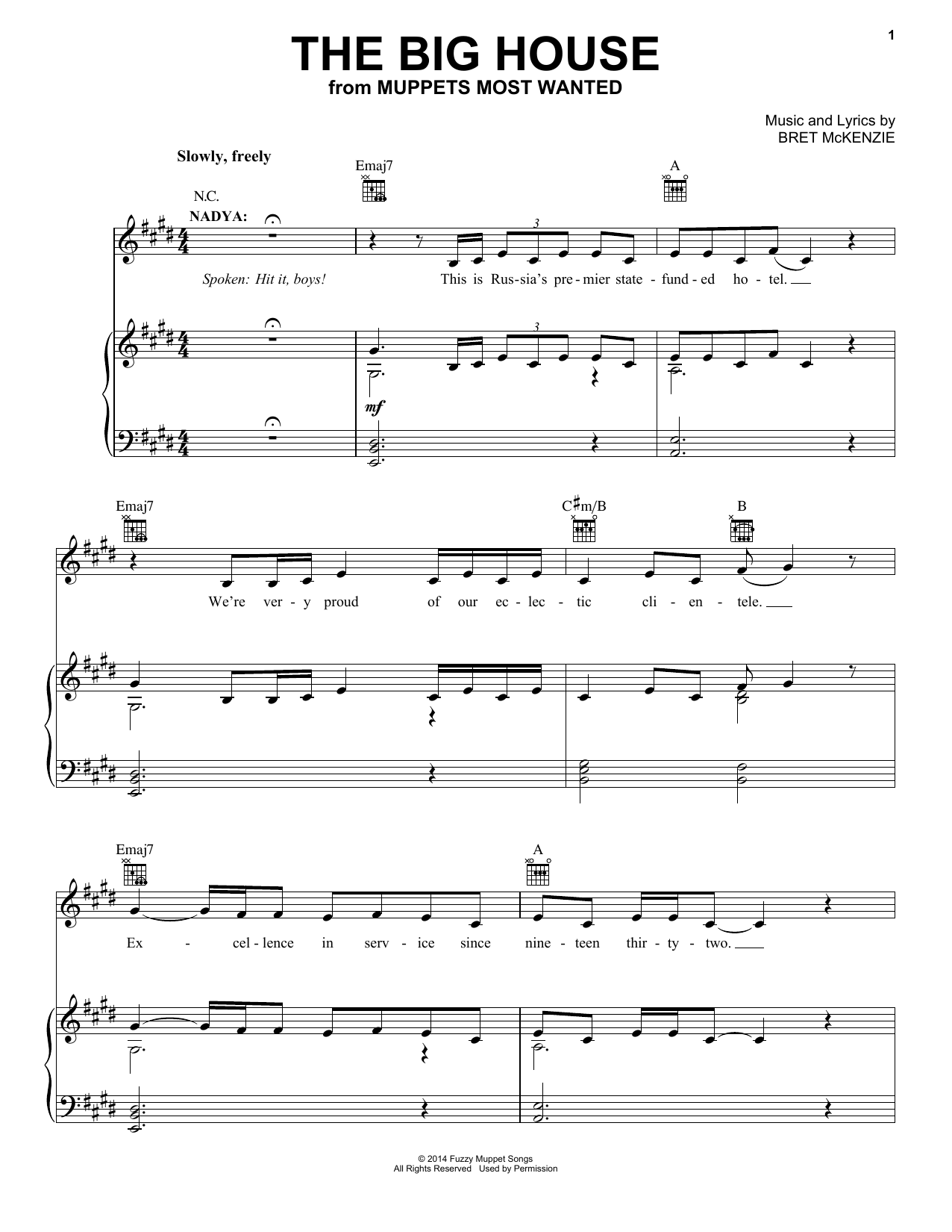 Bret McKenzie The Big House (from Muppets Most Wanted) Sheet Music