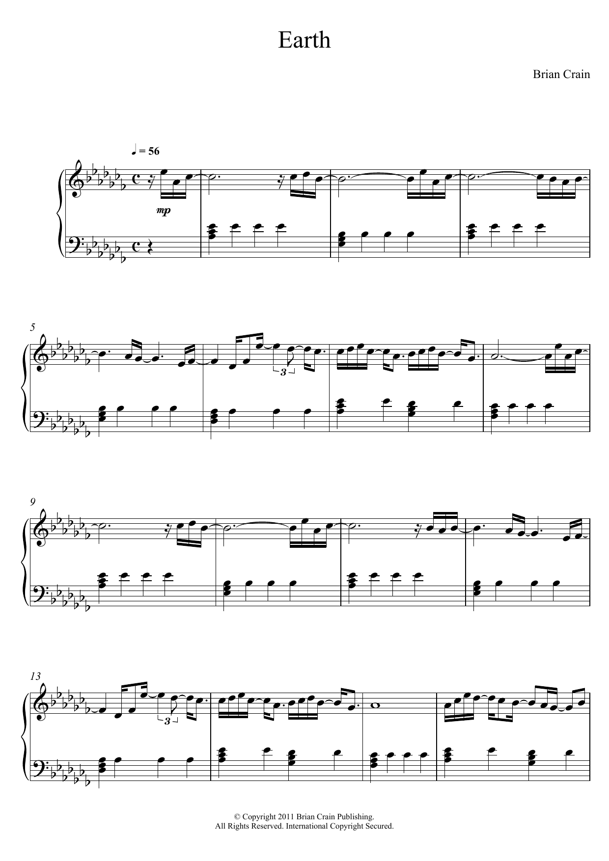 Brian Crain Earth Sheet Music