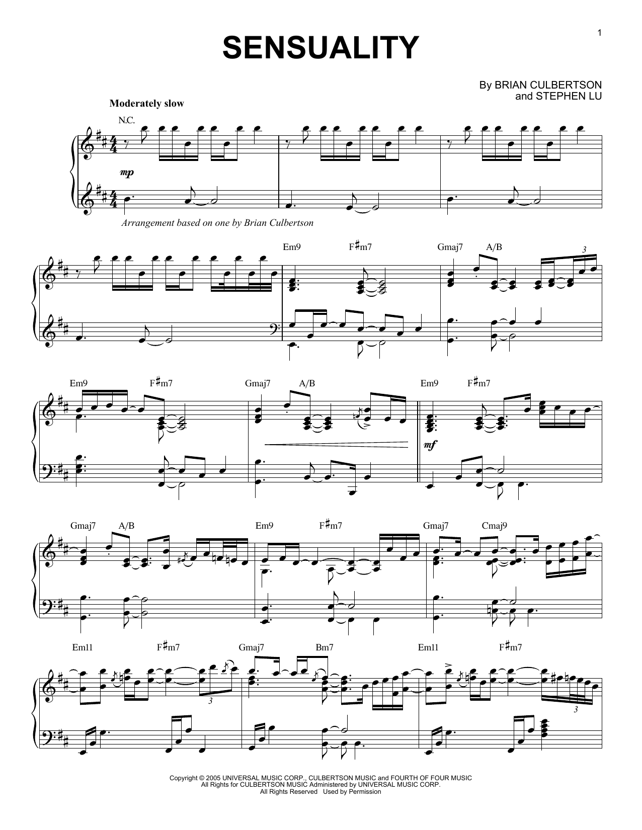 Brian Culbertson Sensuality Sheet Music