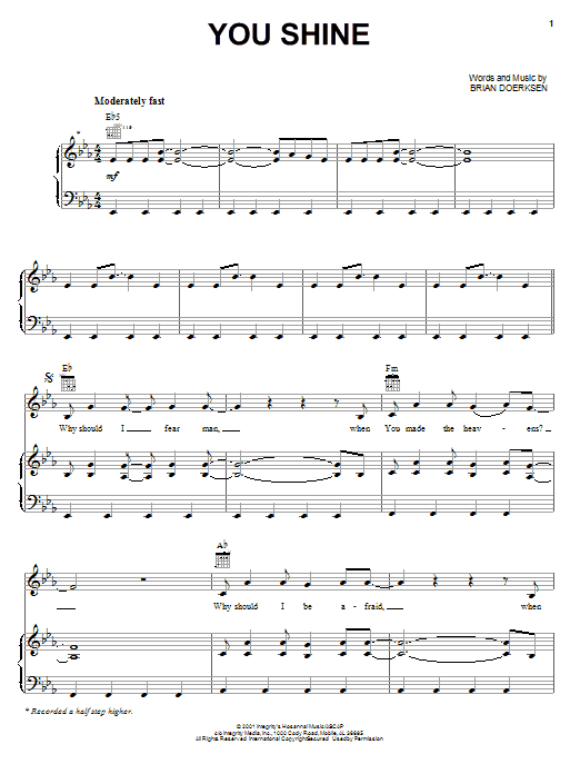 Brian Doerksen You Shine Sheet Music