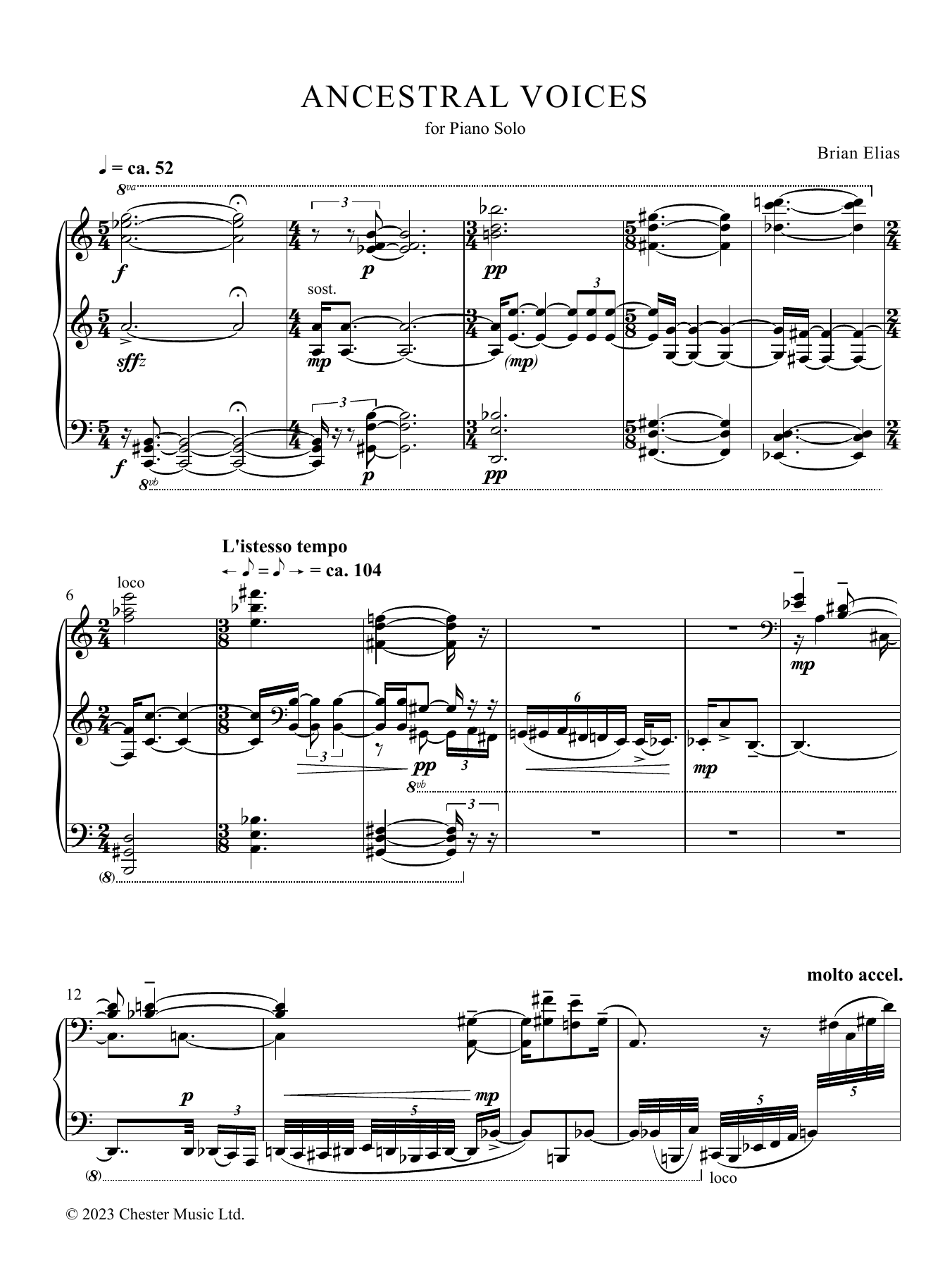Brian Elias Ancestral Voices Sheet Music