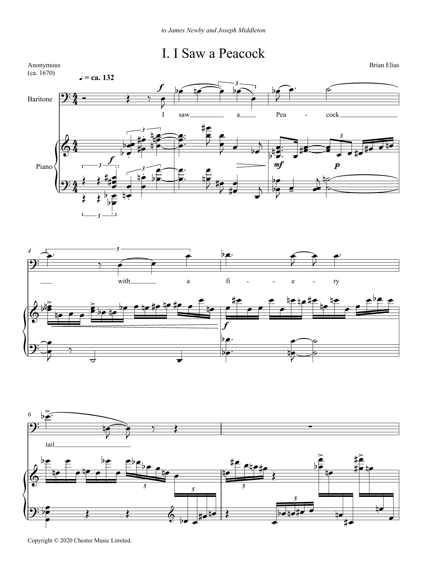 Brian Elias I Saw a Peacock Sheet Music