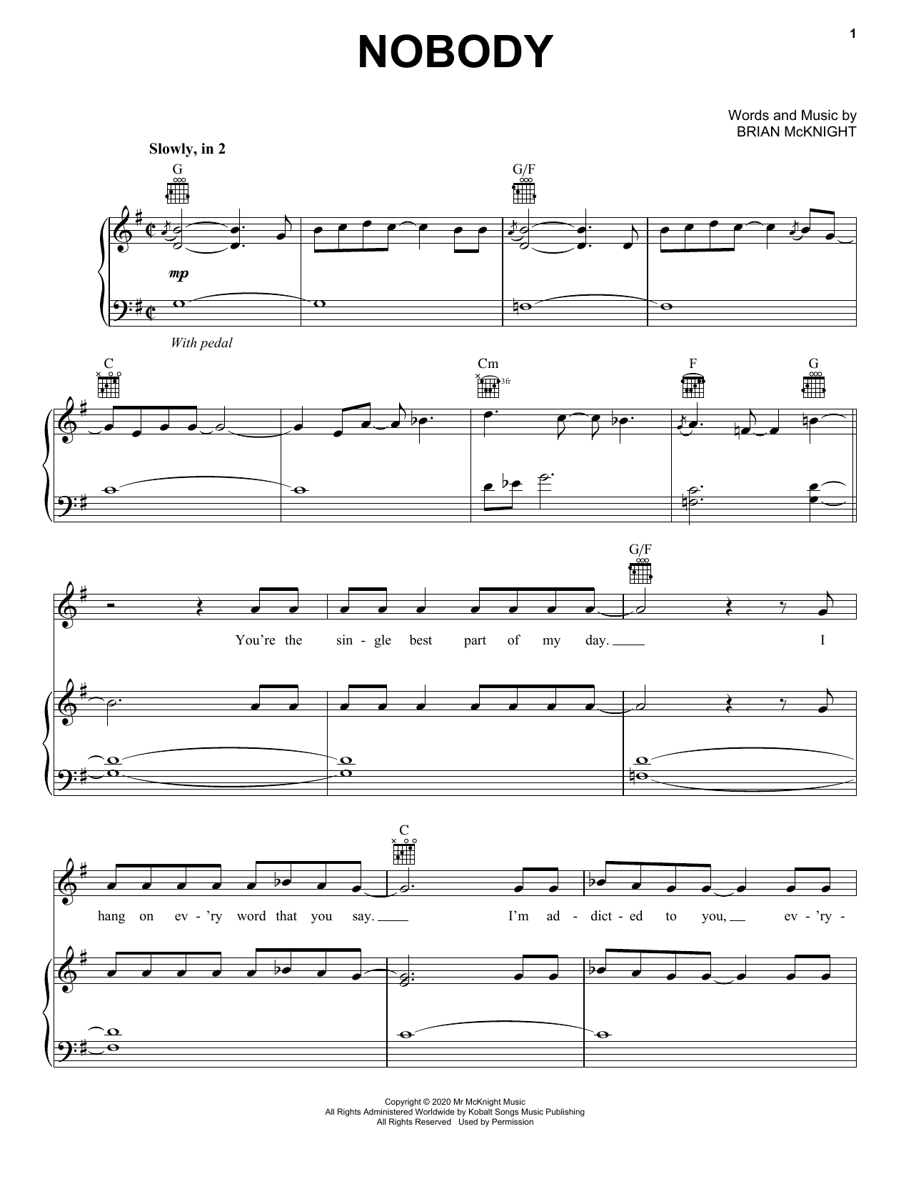 Brian McKnight Nobody Sheet Music