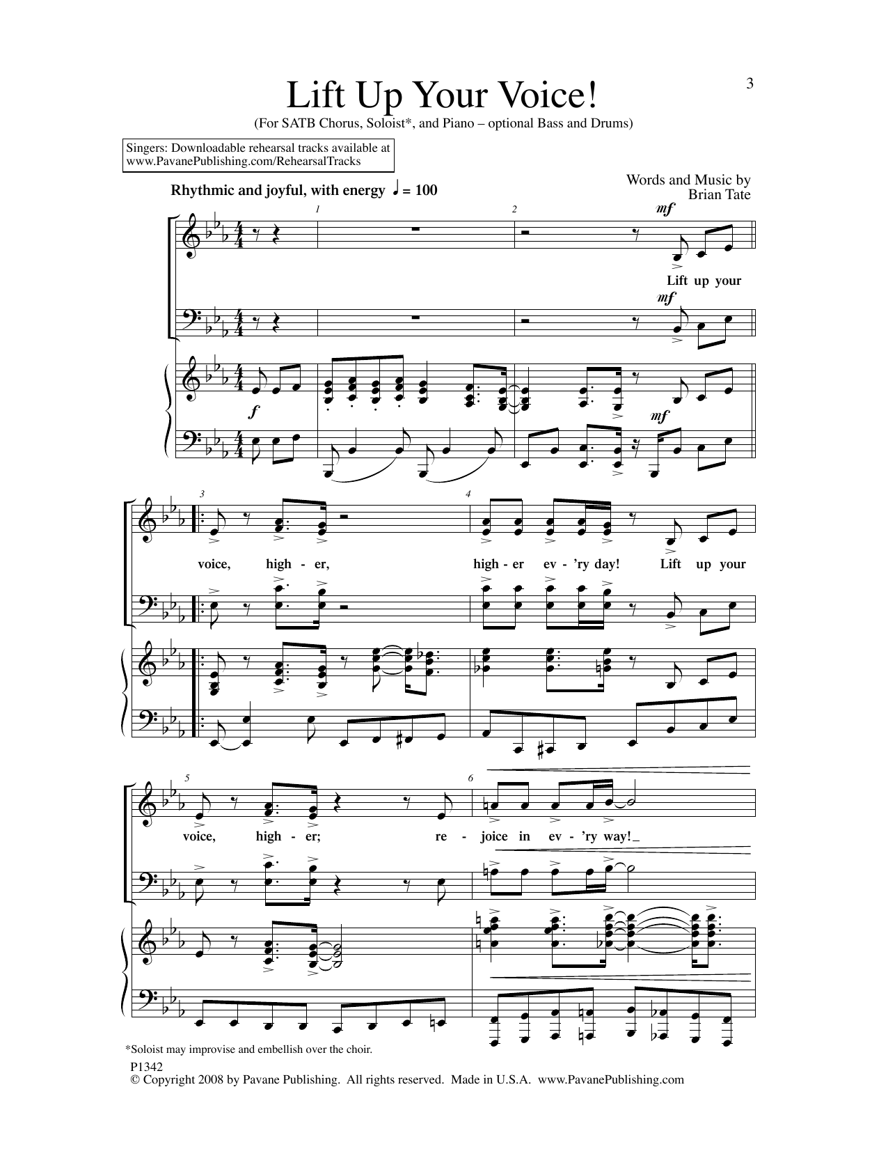 Brian Tate Lift Up Your Voice! Sheet Music