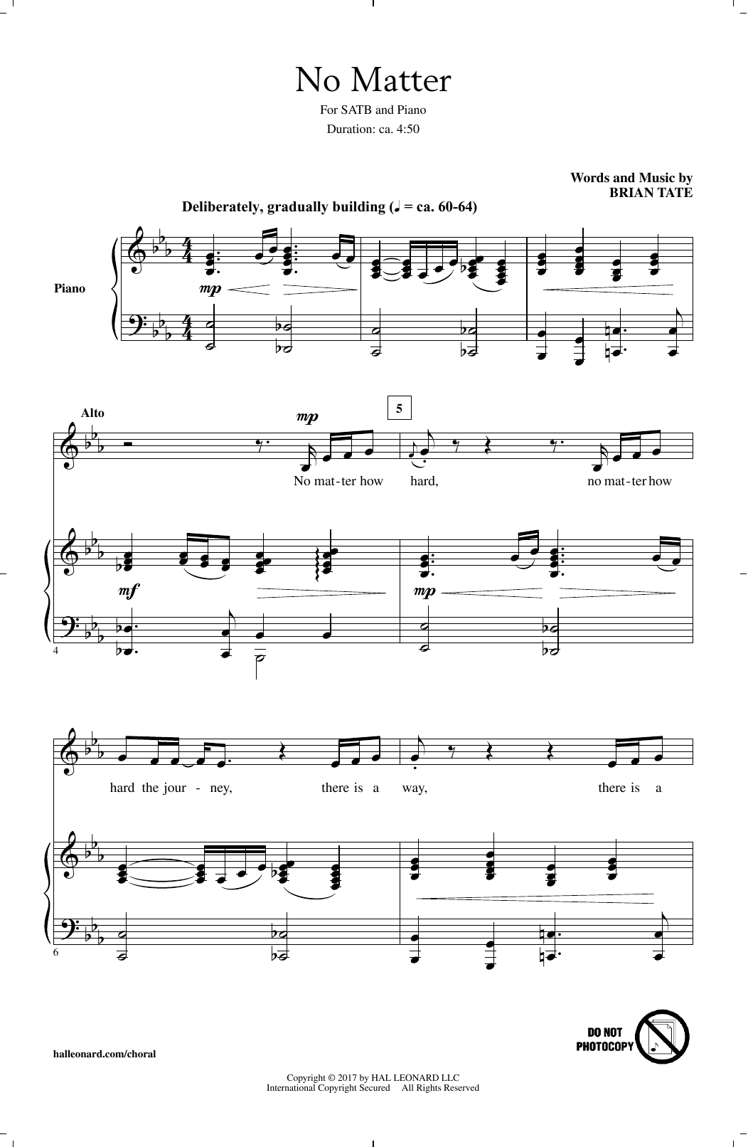 Brian Tate No Matter Sheet Music