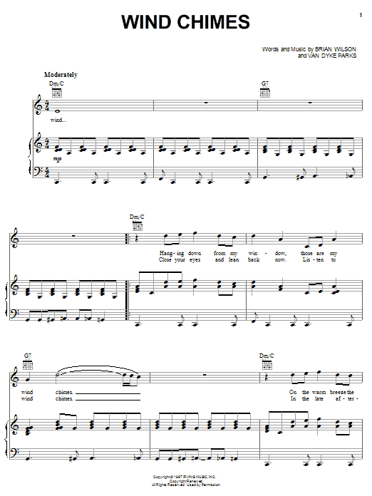 Brian Wilson Wind Chimes Sheet Music