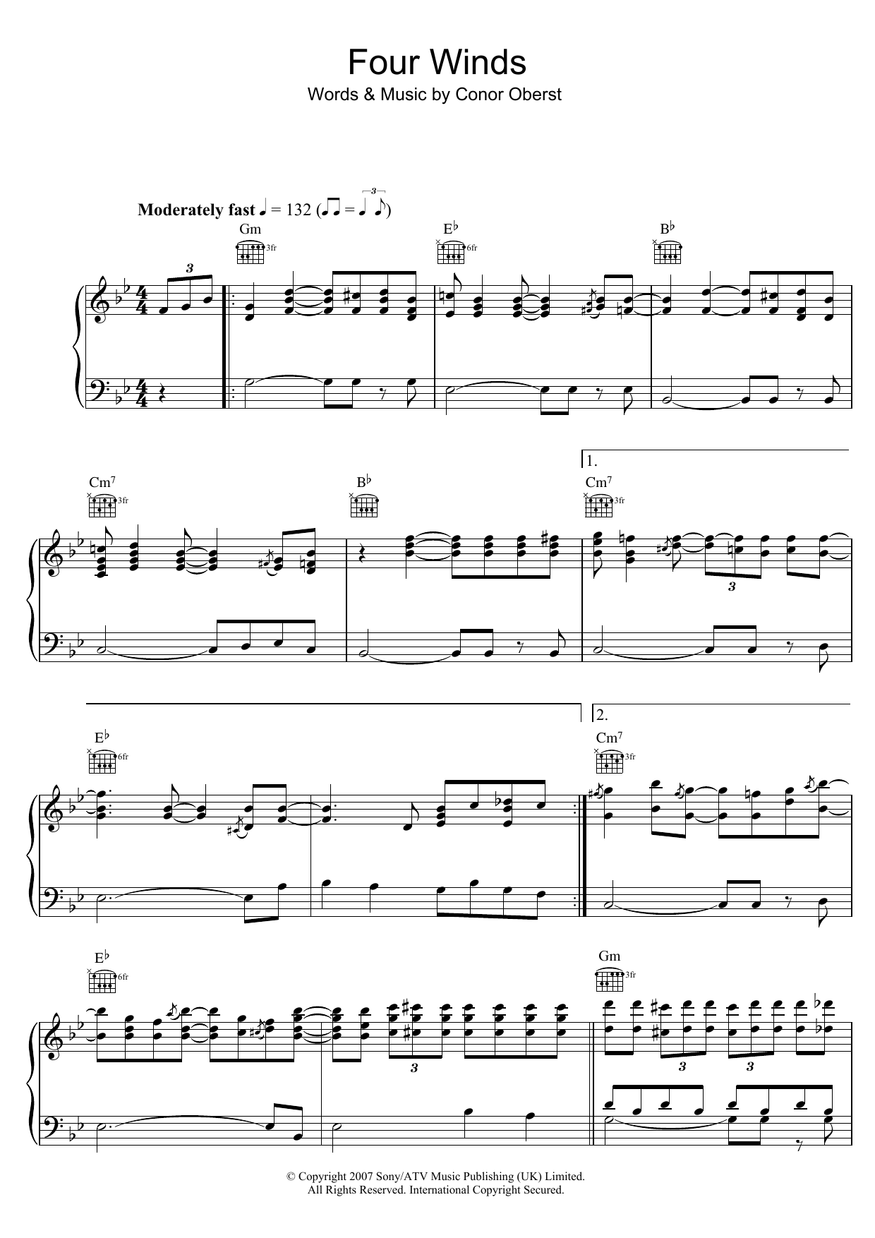 Bright Eyes Four Winds Sheet Music