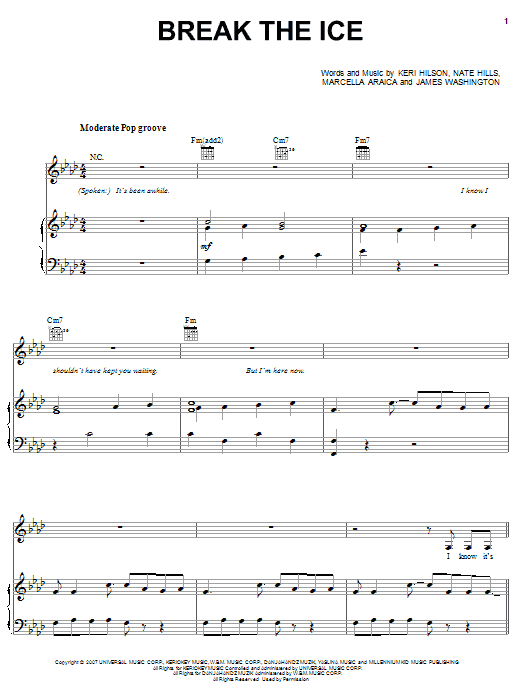 Britney Spears Break The Ice Sheet Music